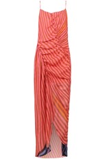 Brogger STRAPPY RUCHED GOWN | TAN STRIPE PRINT